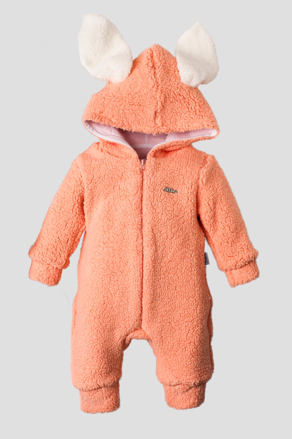 Kız Bebek Tulum Kapüşonlu Tavşan Kulaklı Peluş Bebek Tulum 0-12 Ay